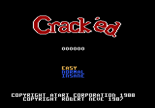 Crack'ed title screen for Atari 7800